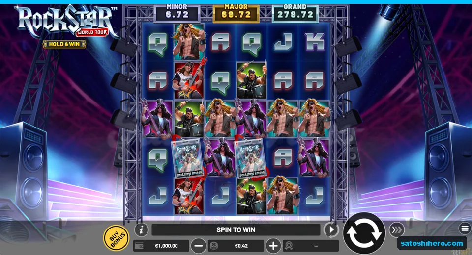 Six reel stage grid with prize panels