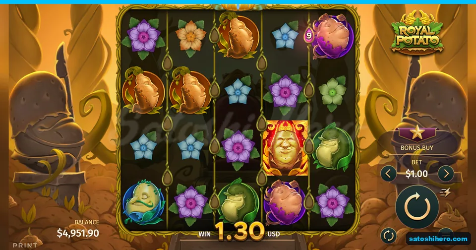 Five-reel grid showing a $1.30 line win