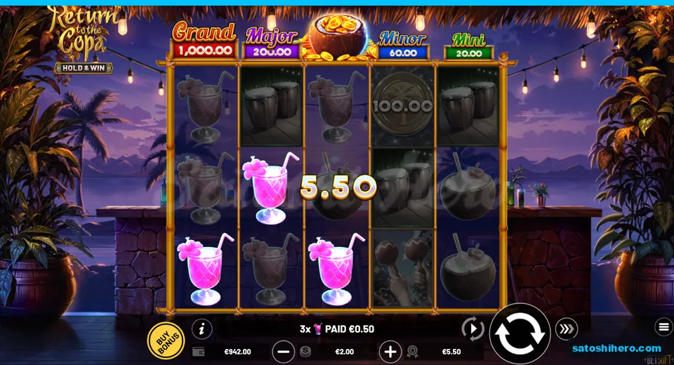 $5.50 win box with pink cocktails lit