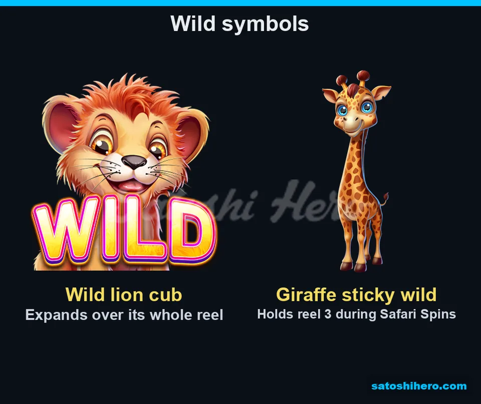 Expanding lion cub and sticky giraffe wild displayed