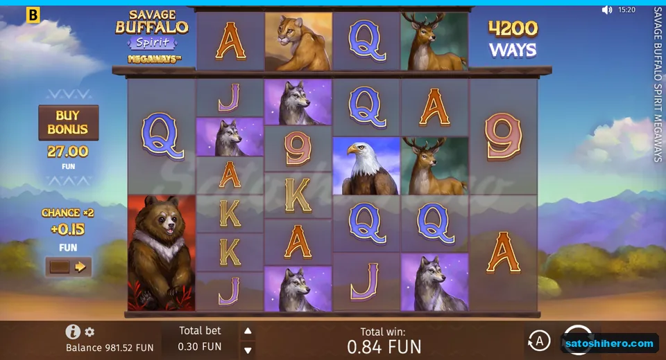 Win panel showing 0.84 total on the board