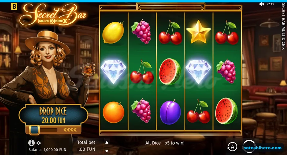 Main screen with fruit and dice panel