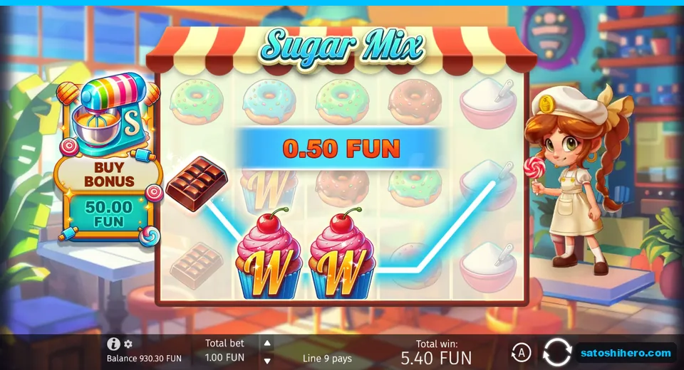 Win screen with two cupcake wilds highlighted