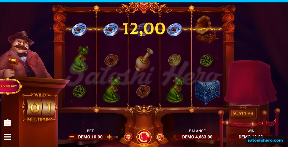 12.00 win line across four blue coins