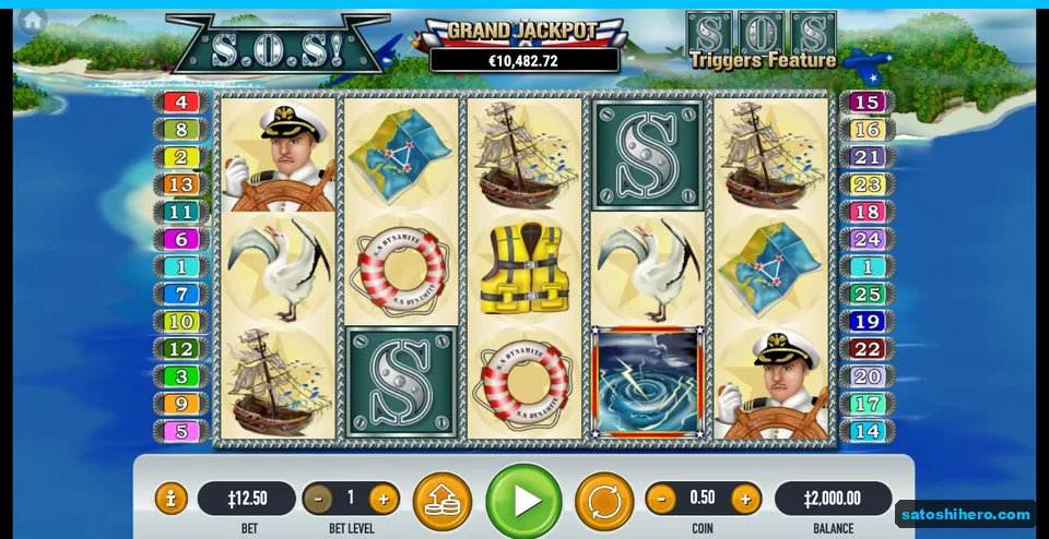 Base game opened on beach with 2,000.00 balance