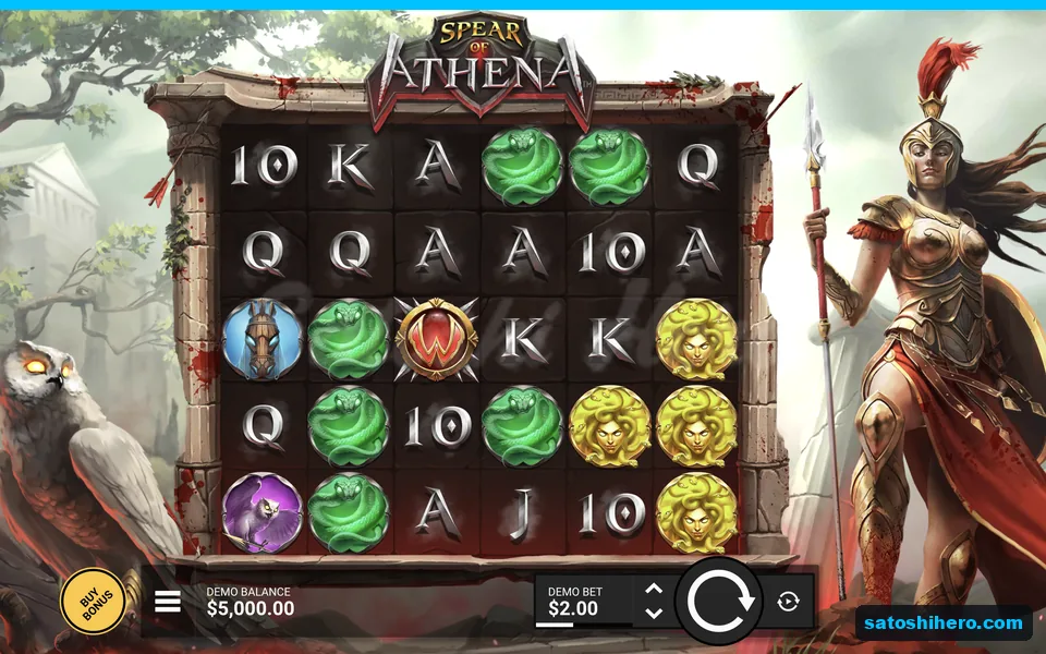 Stone temple grid with Athena and owl