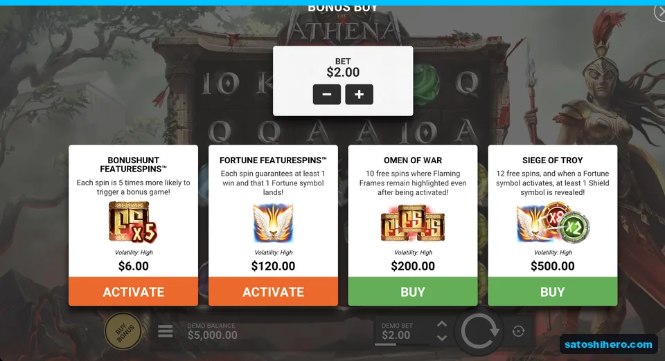 Bonus buy menu with four price options