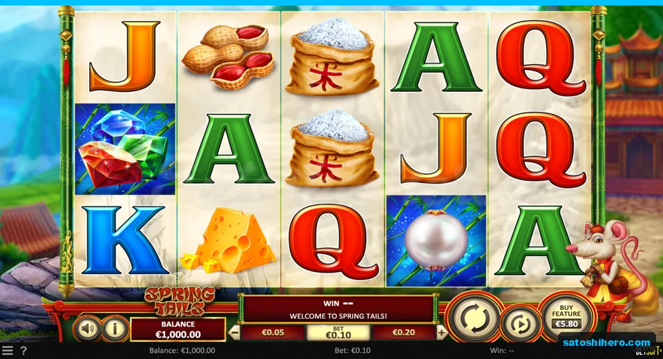 Five-reel board at rest with symbols and zero win