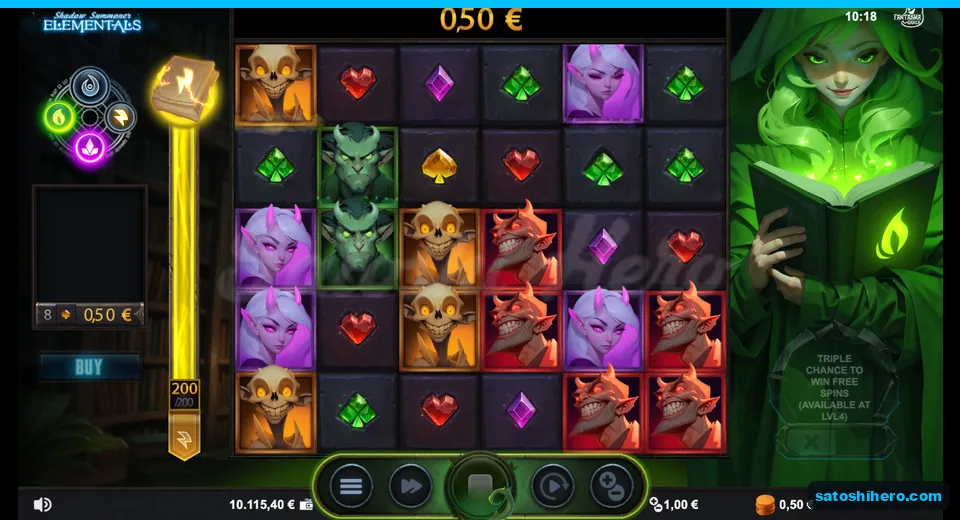 0,50 win shown above settled reels