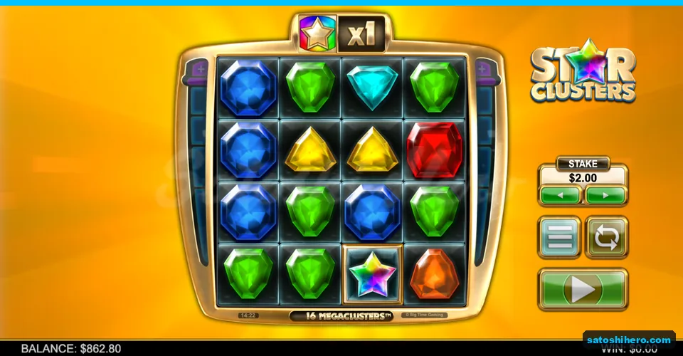 Four by four gem grid before a spin