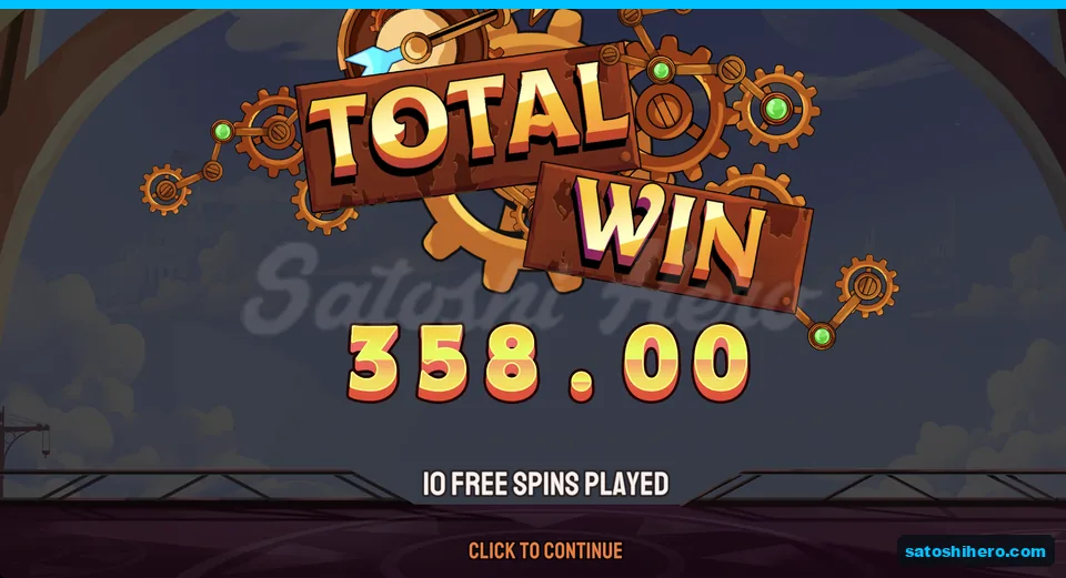 Total win card shows ten free spins