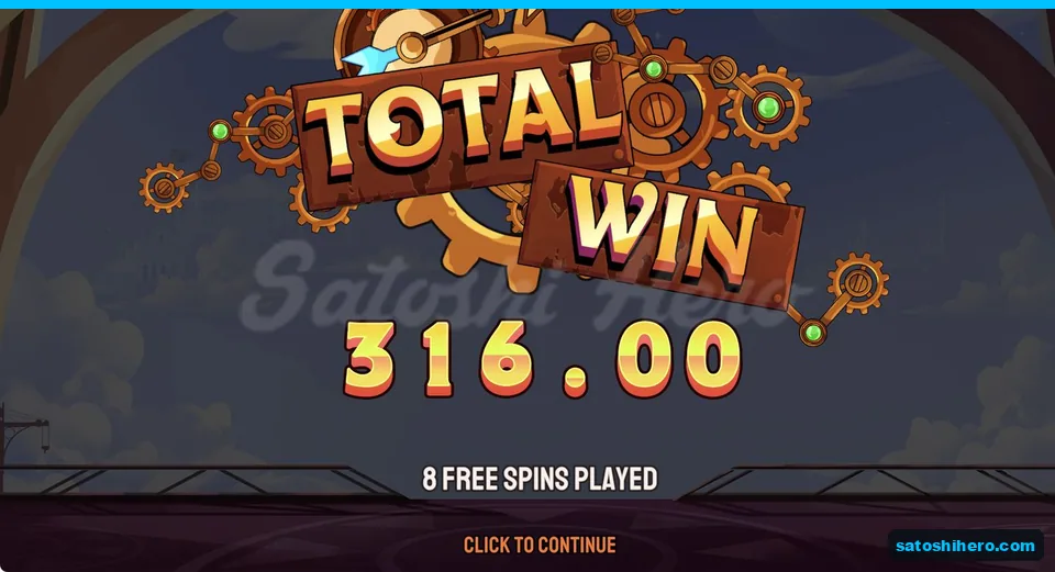 Total win card shows eight free spins
