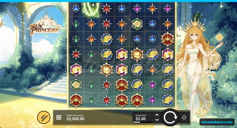 Sun medallions and gems fill the garden grid