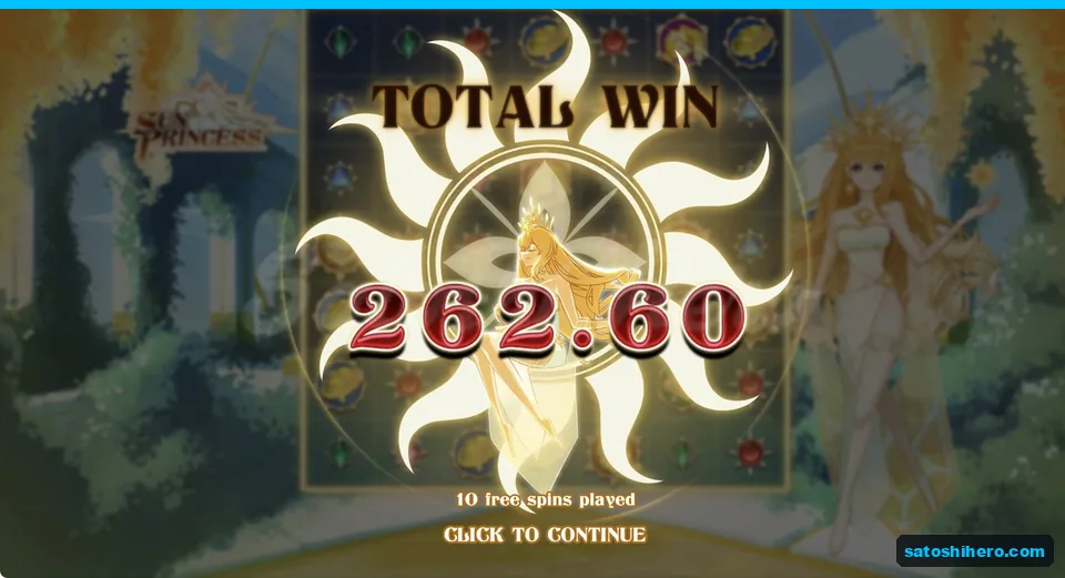 Total win card showing two hundred sixty two dollars