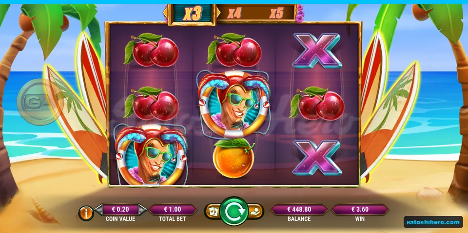 $3.60 win shown with fruit, wilds and X symbols