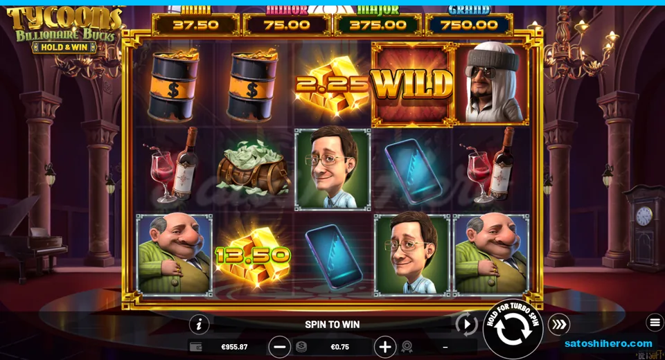 $955.87 balance with gold bars on reels
