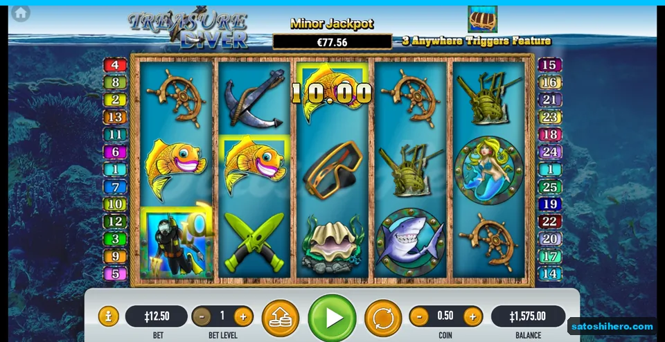 Line win shown with goldfish highlighted