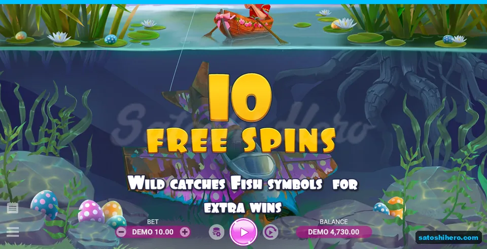 10 Free Spins banner over three Scatters