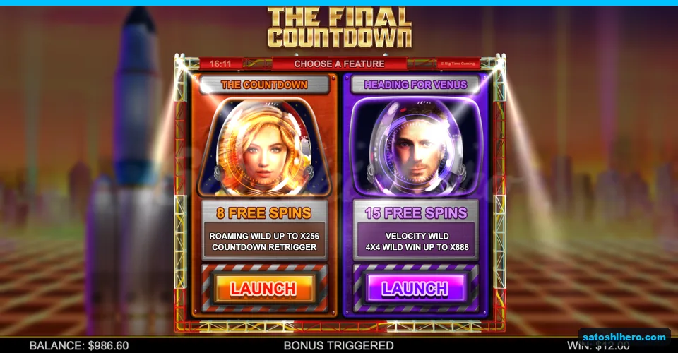 Feature choice screen after three scatters
