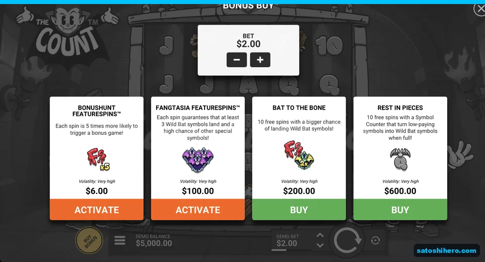 Bonus buy menu lists feature prices