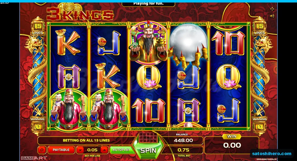 $448.00 balance with royal symbols resting across five reels