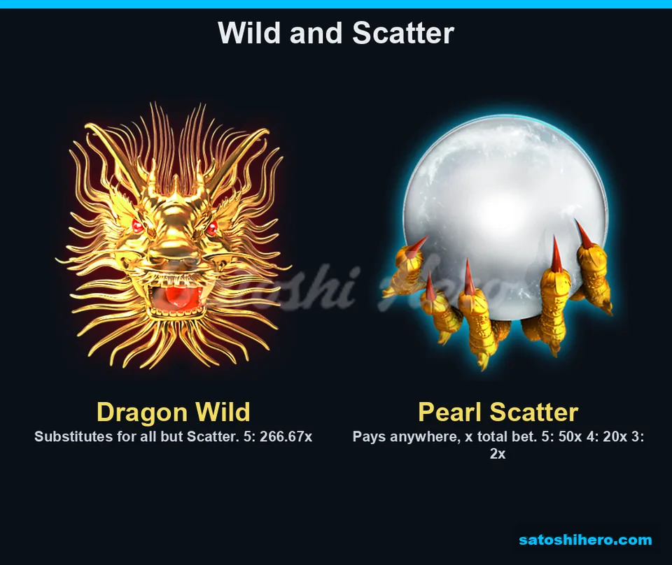 266.67x Wild payout beside golden dragon and Pearl Scatter