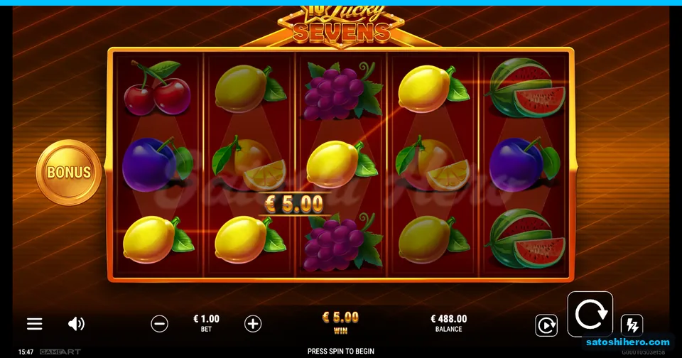 $5.00 lemon line win shown across the grid