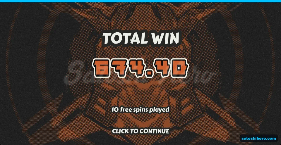 Total card shows $674.40 from ten spins
