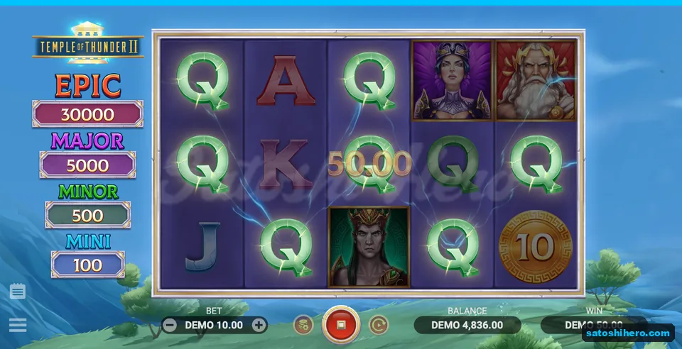 50.00 DEMO win with green Q symbols