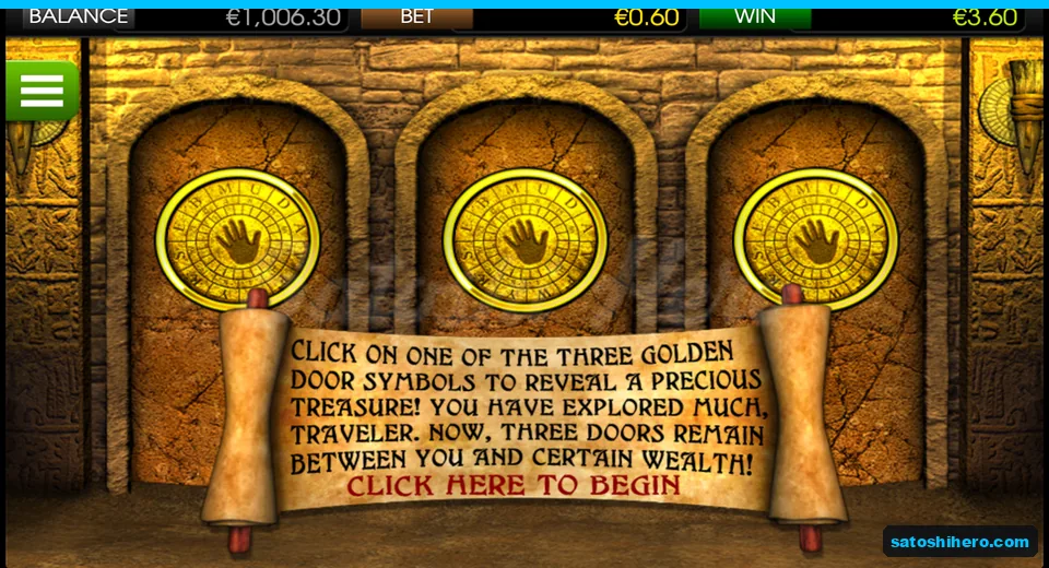 Three golden doors wait with 3.60 euros shown