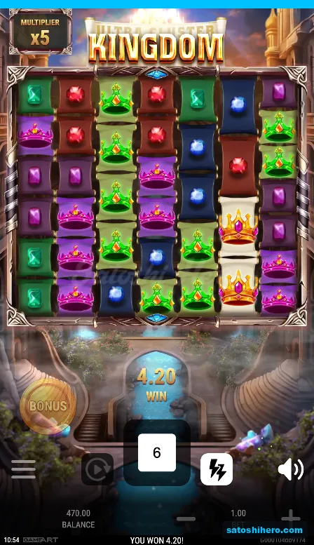 4.20 win shown with x5 multiplier badge