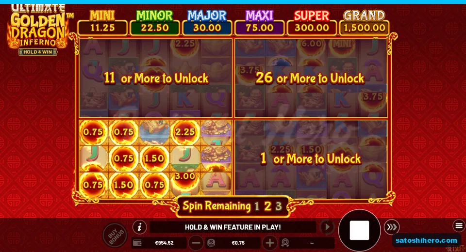 Three spins remaining with locked fire coins