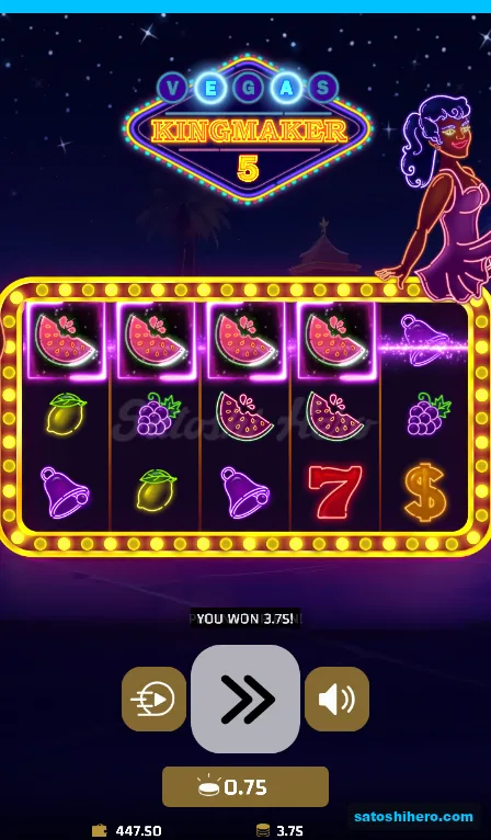 3.75 win shown beneath four lit watermelons