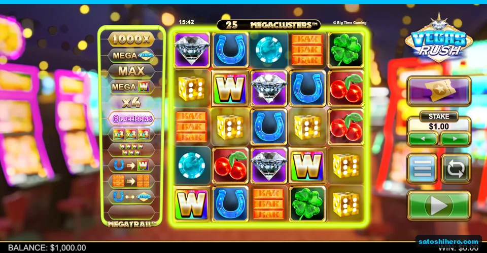 Five by five grid settled with green trail