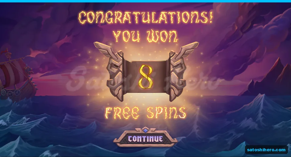 Award card showing eight free spins