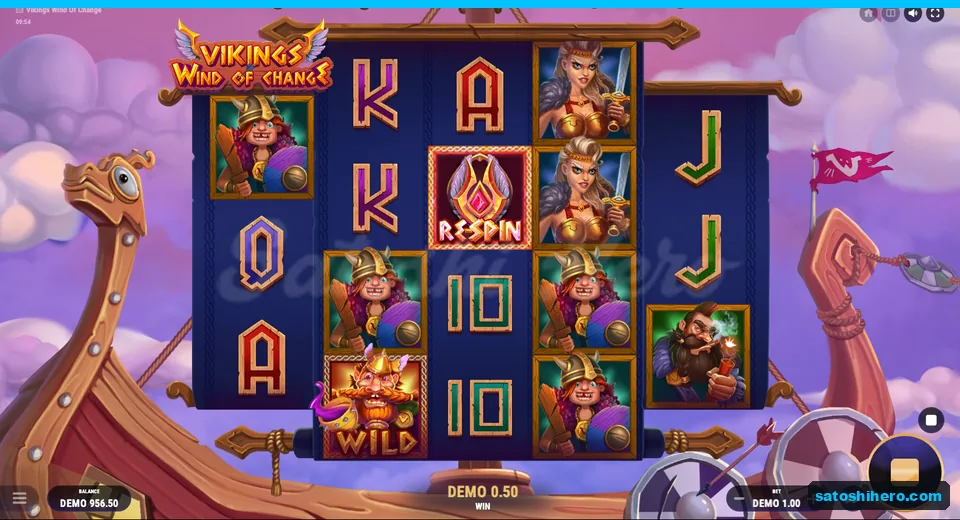 Base screen with Re-spin gem on reel three