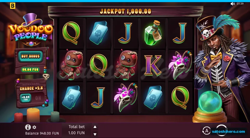 Base screen with jackpot sign and priest