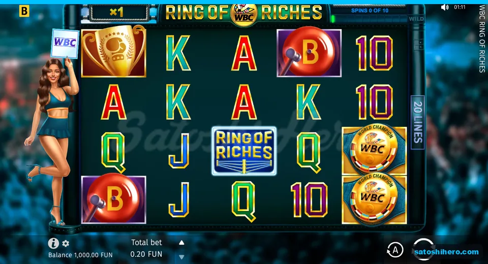 Game screen with boxing symbols and balance panel