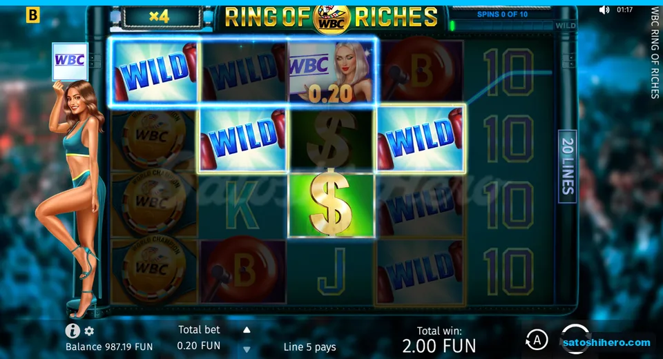 Win screen showing x4 multiplier and Wilds