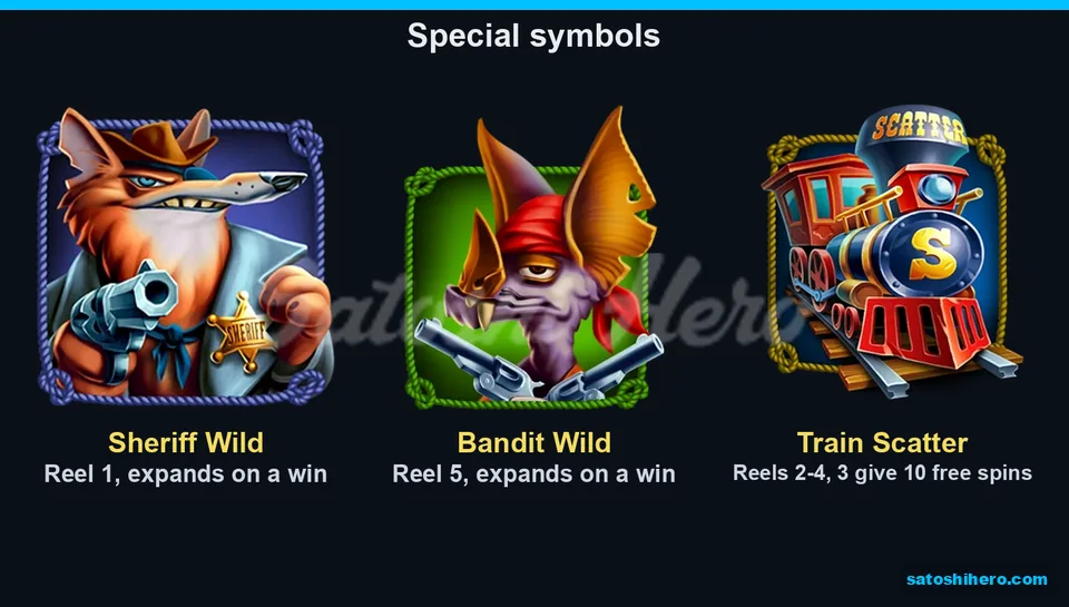 Sheriff, Bandit, and Train symbols displayed