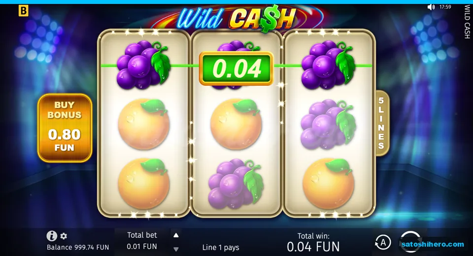 Win screen showing three grapes across top row