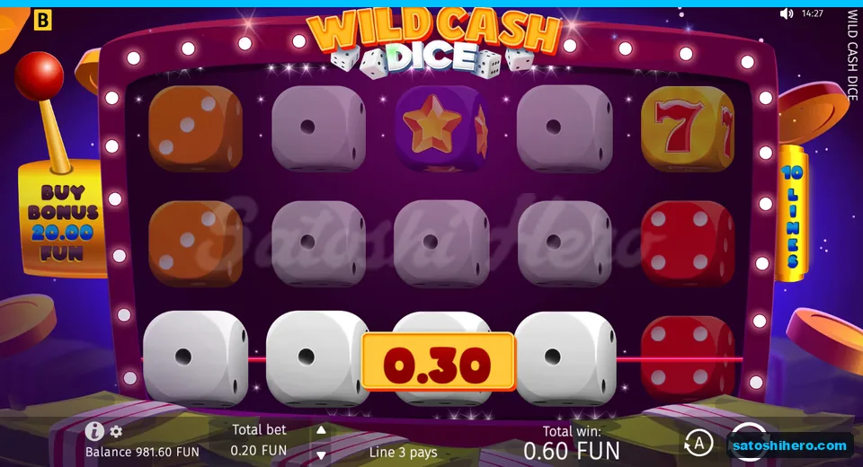 Win panel over four white one dice