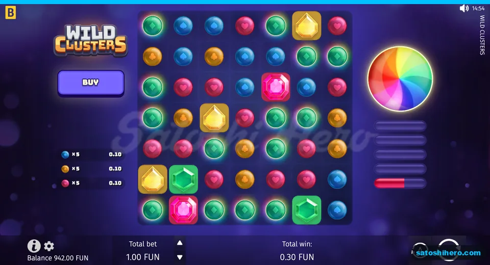 Settled board showing a 0.30 FUN win