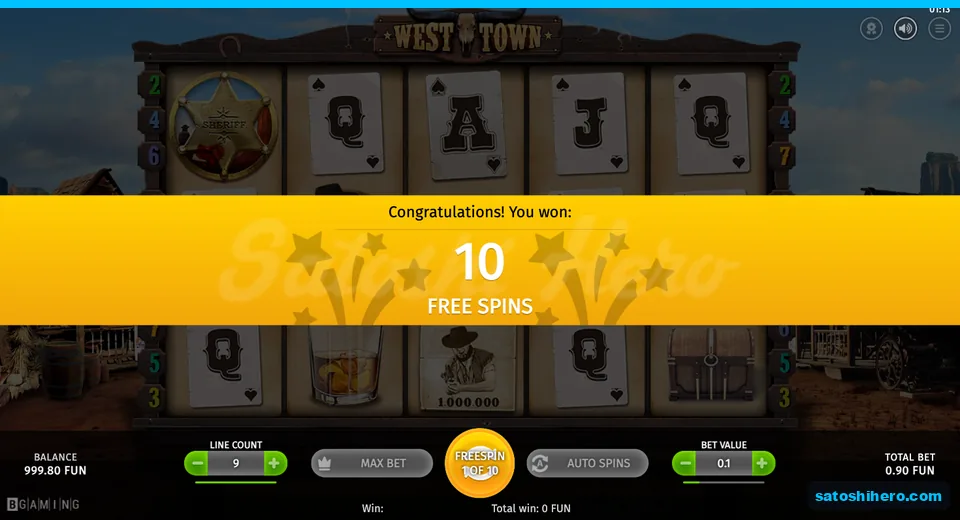 Gold free spins award banner over dimmed reels