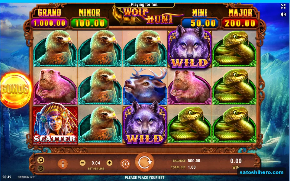 $500.00 balance beside the settled five-reel wilderness board