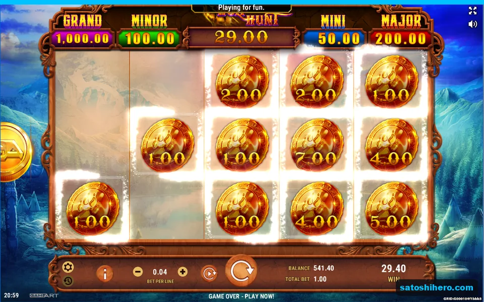 $29.40 win shown after all collected coins are counted