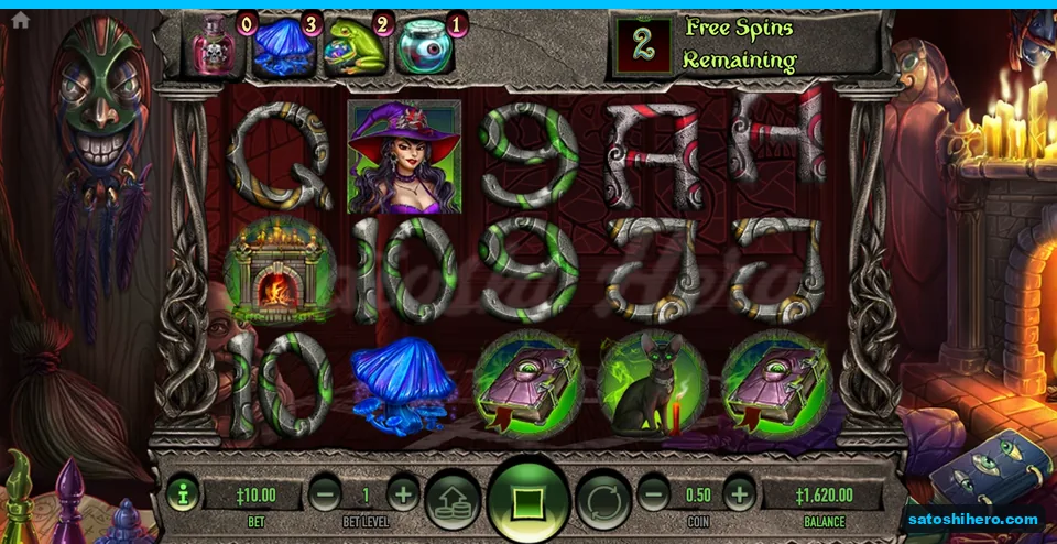 Free games grid with two spins remaining