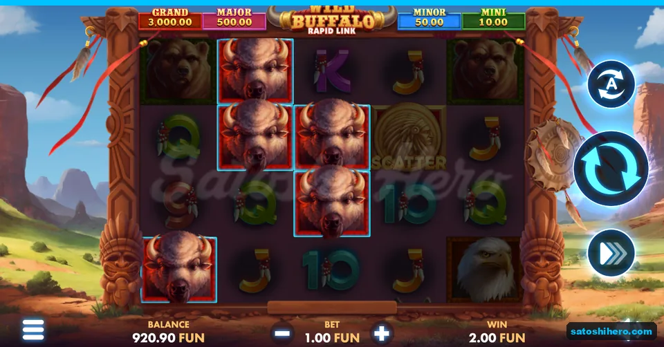 Reel board highlighting four buffalo tiles