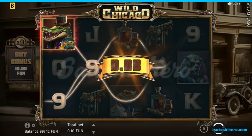 Win screen with wild and nines line