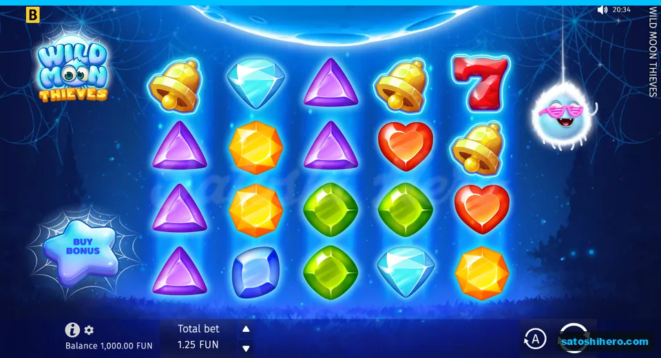 Base screen with moonlit reels and bonus star